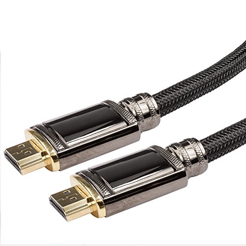 rocabo HDMI-Kabel 2,5m – High Speed mit Ethernet – 4k ULTRA-HD kompatibel – Ferrit-Filter – 24k vergoldete Kontakte – Nylonmantel – 2160p/1080p FULL-HD - 3D / ARC / CEC – für TV, Beamer, Blu-Ray, Konsolen