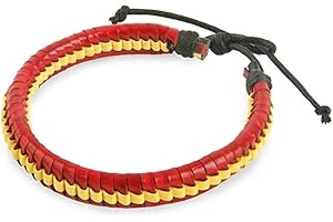 makio Pulsera de piel con los colores de la bandera de España con cierre de cuerda y acabado en trenzado.