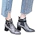 Produktbild TianWlio Stiefel Frauen Herbst Winter Schuhe Stiefeletten Boots Retro Schuhe Gürtelschnalle Platz High Heel Rivet Kurze Stiefeletten Schwarz 42