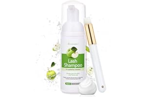 LUNAMOON Cils Shampoo Nettoyant Extension de Cils Lash Shampoo Mousse Nettoyante Pour Cils Eyelash Extension Cleanser Shampooing pour les Cils 60ml(Apple)