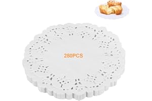 ZKGYUS 280 Pezzi Centrini usa e getta in pizzo bianco, Centrini di Carta Rotondo da 3,5 pollici carta per stuoia per torte per matrimoni, compleanni, torte, dessert, articoli per la tavola