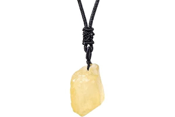 Erliway 1.2" Natural Raw Stone Crystal Necklace for Women Men | Natural Rough Gemstone Crystal Pendant Necklace, Adjustable Healing Crystal Necklace Pendant with Hand-Woven Rope for Gifts