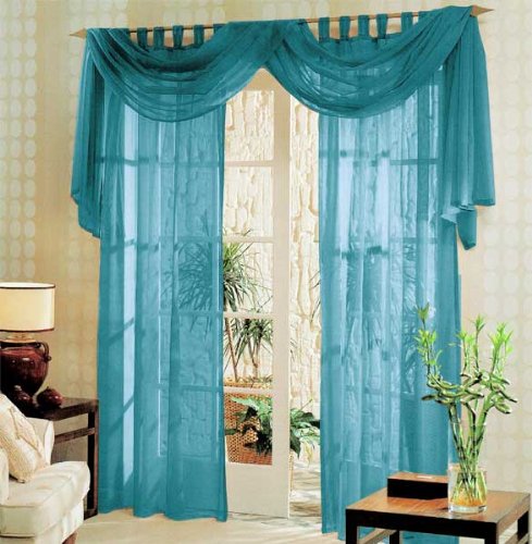 Voile komplett GARDINEN SET 3tlg., Türkis, 60999