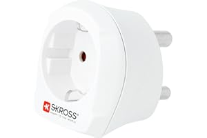 Skross 1.500201-E Adaptateur Prise d'Alimentation Type C (Europlug) Blanc - Adaptateurs Prises d'Alimentation (Type C (Europlug), 100-250 V, 16 A, Blanc, 4000 W, 56 Mm)