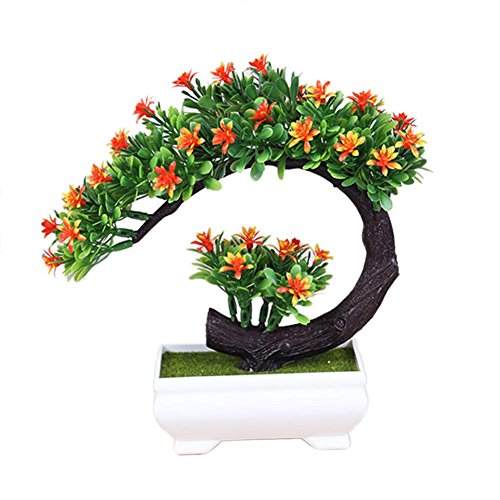 Preisvergleich Produktbild Künstlicher Bonsai Baum, Kunstblumen Bonsai, Kunstpflanze Dekoration, Topfpflanzen, schöne Dekoration für Zuhause von Wetour, Orange