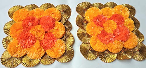 Buy Designer Artificial Marigold Flower Mat Rangoli With