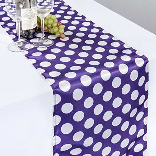 14 x 108 in. Polka Dot Satin Table Runner Purple / White