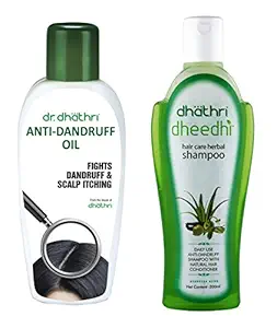 Dhathri Combo Of Anti-Dandruff Oil and Dheedhi Hair Care Herbal Shampoo, 300 ml