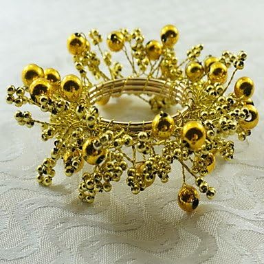 OSY Set Of 12 Acrylic Pearl Round Napkin Ring Table Decoration , gold