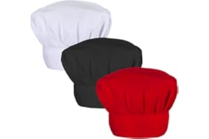 Teaaha 3 czapki kucharskie, czapka kucharska, unisex, regulowana, czapka kucharska, dla dorosłych, mężczyzn, kobiet, do restauracji, gotowania, grilla, pieczenia, mundurek kuchenny (czarny, biały,