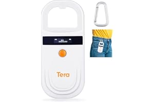 Tera Porte Adresse pour Animaux Lecteur de Puce pour Animaux Scanner RFID Portable Animal puce ID Scanner avec écran OLED Rechargeable avec Boucle D