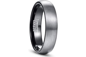 NUNCAD Paar Ringe Eheringe 4mm 6mm breit, Wolfram Ring Herren/Damen grau-schwarz für Hochzeit, Verlobung, Alltag und Hobby, Größe 49.3 bis 72 (Preis nur für 1)