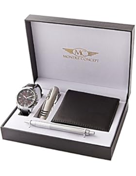 Montre-Concept - Geschenk-Set Männer uhr mit multifunktions - messer, brieftasche und Kugelschreiber : CCP-1-0073