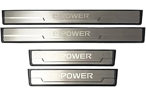 SKIHOT 4PCS pour Nissan X-Trail E-Power Voiture Barres De Seuil De Porte en Acier Inoxydable, Plaques De Protection De Seuil De Porte Extérieure Accessoires Pédale Protecteur,4-Silver