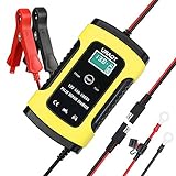 [Ámbito de uso] No cargue la batería de litio. Adecuado para plomo ácido de batería 12V 4AH-100AH   (AGM, gel, MF, SLA, VRLA), problemas de diagnóstico y reparación, lo que prolonga la vida útil de la batería. Adecuado para automóviles, motocicletas, cortadoras de césped o barcos. Hay manuales en inglés. Si tiene alguna pregunta sobre la operación, por favor contáctenos. Te ayudaremos.