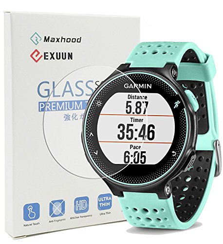maxhood Garmin Forerunner 235 230 220 225 630 620 Protector de pantalla de cristal templado, Real 0,26 mm Premium reloj vidrio templado Protector de pantalla para Garmin 235 230 220 225 630 620