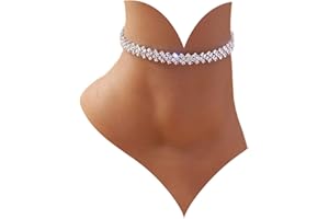 Wendalern Boho Tennis Cavigliere Per Donne Argento Strass Catena Cavigliera Personalità Rombo Cz Diamante Estate Spiaggia Caviglia Gioielli Per Ragazze