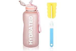 MYFOREST Water Bottle, 2 Litre Water Bottle with Straw, Sport Drinks Bottle with Times to Drink & Lock Cover, Leak Proof, BPA Free, for Gym, School, Cycling