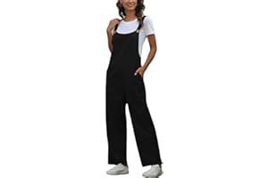 Minetom Femme Salopette Casual Large Ample Harem Sarouel Pantalon Combinaison Jumpsuit Rétro Overalls Rompers Playsuits avec Poches