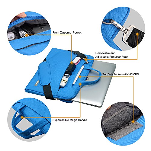 Qishare 13.3-14 Zoll Multifunktionales bewegliches dünnes helles Laptop-Schulter-Beutel-Aktenkoffer-Notizbuch-Computer-Taschen-Kasten Ultrabook Netbook tragender Fall-Tablette / Laptop / Chromebook / Macbook / Messenger Fall mit Handgriff und tragendem Bügel für Acer / Asus / Dell / Fujitsu / Lenovo / HP / Samsung / Sony / Toshiba Computer kaufen (13,3-14 Zoll, Blau) - 9