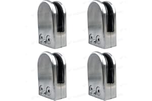 Balustrade Glass Clamp, 4pcs Axis Glass Clamps - Grade 304 Stainless Steel Clamps Adjustable 10-12mm Glass Bracket Flat Back for Steel or Wooden handrail