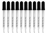 Cettkowns 1ML Straight-Tip Calibrated Essential Oils Eye Glass Dropper Pipette with Black Suction Bulb for Medicine Art Liquid Plant Nutrients (10-Pack)
