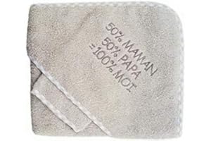 NISSANOU NOSBEBES ® Serviette Cap Sortie de bain bébé idée cadeau naissance bébé maternité ou idée annonce de grossesse (GRIS-50-MP)