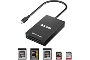 XQD SD Card Reader, Rocketek C Type XQD/SD Card Reader, Dual Slot, Memory Card Reader, Compatible with Sony G/M Series, Lexar USB Mark Card, Sony G Series, SD Card/SDHC Card for Windows/Mac OS/Linux