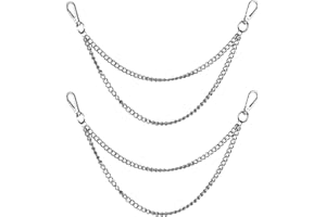 FIBOUND 2 Piezas Cadena Pantalón,Metal Cadena Pantalones Cintura Cadena, Pesada Gruesa Cadena Llavero Jean Cadena, Cadena de Pantalones Punk Gótica de Hip Hop de Moda MúLtiples Capas De La Moda