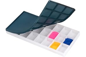HEVEER Scatola per Acquerelli Tavolozza di Miscelazione in Plastica con Coperchio Morbido per Colori Acrilici Acquerello 24 Scomparti