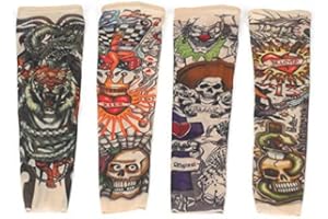 VOSO 2 Pcs Fake Nylon Kid Temporary Fake Tattoo Sleeves Arm Stockings Goth Punk Cool Child (Snake)