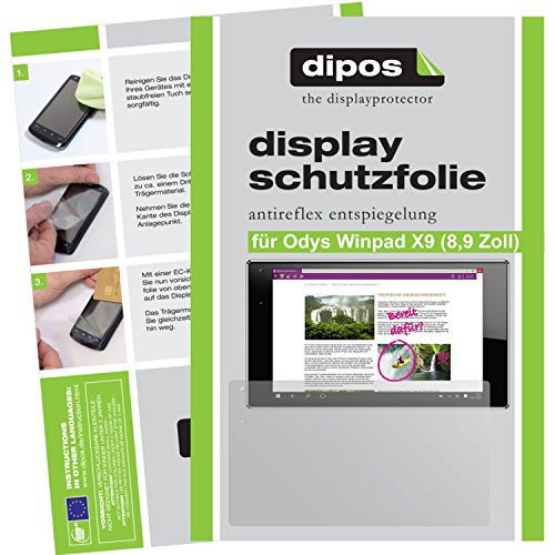 dipos Odys Winpad X9 22,6 cm (8,9 Zoll) Schutzfolie (2 Stück) - Antireflex Premium Folie matt
