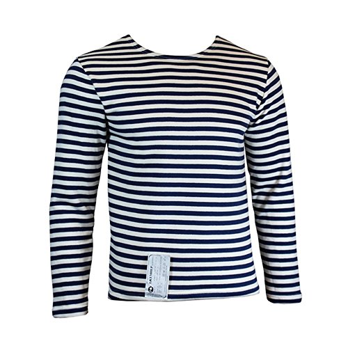 Epic MilitariaRussian Winter Navy Blue Striped Long Sleeve Sweater Top