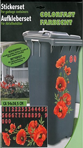 Aufkleber, für Mülltonnen auf Rollen, selbstklebend,Mohnbilder