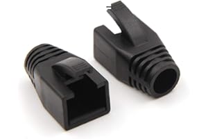 VCE RJ45 Strain Relief Boots for Cat6A/Cat7 Network Plugs, 20-Pack Ethernet Connector Protection Cover in Black