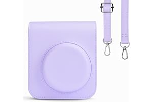 Rieibi custodia Protettiva in Pelle PU per Fujifilm Instax Mini 12 Fotocamera Istantanea - Custodia Rimovibile con Tracolla Regolabile - Viola