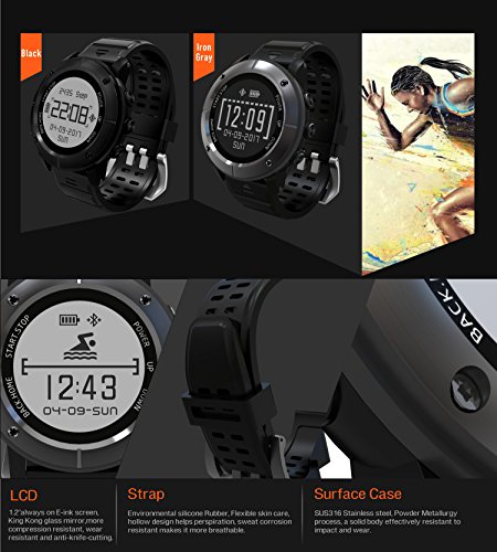 Reloj inteligente con GPS de alta precisión para senderismo, 100 %, diseño unisex, 10 modos de deporte, monitor de frecuencia cardiaca, SOS, brújula, barómetro altímetro, color gris