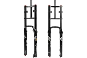HIMALO 26'' Bike Fat Fork Downhill MTB Air Suspension Fork Travel 160mm Straight Double Shoulder Fork Rebound Adjustable Manual Lock QR 9x135mm,max For 4.0'' Tire (Color : Black)