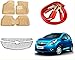 Auto Pearl Premium Quality Car Accessories Combo of Car Floor Foot Mats 3D Beige. & Chrome Plated Car Front Grill. & Car Heavy Duty Jumper Booster Cables Anti Tangle Copper. RS.3385.00