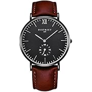 District London Ashford Edition Mens Watches Slim Brown Leather Strap Designer Wrist Watch with Black Face - Designed in The UK