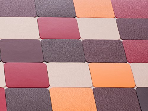 Untersetzer, recyceltem Leder Set 4, Rot, Braun, Burgund, weiß, orange, 10 * 10 cm, BRAUN
