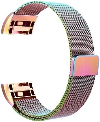 For Fitbit Charge 2 Strap Bands, HiPai Milanese Loop Stainless Steel Adjustable Replacement Accessories Metal with Unique Magnet Lock - Colorful Small