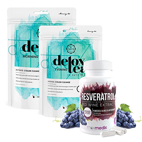 Thé Detox + Resveratrol - Pack Detox & Santé - Nettoie et Protège Efficacement l'Organisme - 1 Mois