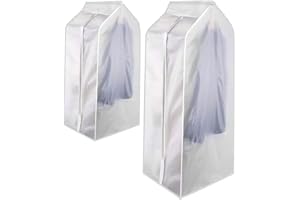 YUANCOX Clothes Dust Cover Bag, Transparent Garment Covers Protector Bags for Coat,Suit,Skirt, Sweater,Formal Dress,Clothing Dust-proof and Moisture-proof Hanging Storage Bag (60×30×110 CM, White)