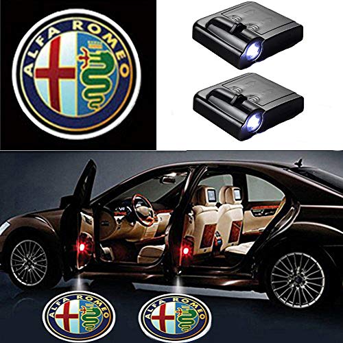 MIVISO 2 Piezas Logotipo de Coche Proyector Ghost Shadow Emblemas Luces de Puerta de Coche Inalámbrico Led Lámpara Láser de Bienvenida Luz de Cortesía