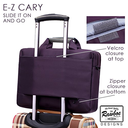 Laptop Umhängetasche aus weichem Nylon mit Schaumstoff gepolsterte Aktentasche, abnehmbarer Schultergurt – für 15,6-Zoll-Notebooks, Lila – von Rawboe - 4