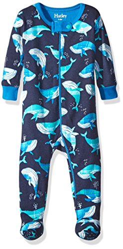 Hatley Baby Boys 0-24m Infant Footed Coverall Plaid Whales Footies, Multicoloured (Blue), 18-24 Months