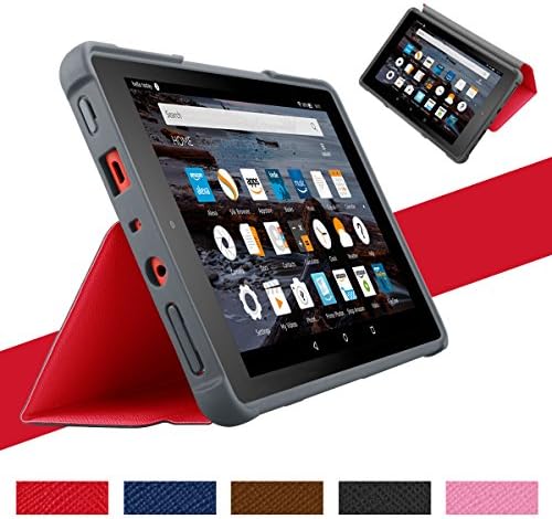 All-New Fire HD 8 Tablet Case,MOSTY Shockproof Anti-Scratch Protective Lightweight Slim Folding Stand Shell Cover for Fire HD 8 with Auto Wake/Sleep( 7th Generation, 2017 Release ) (Red)