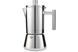 Easyworkz Diego Caffettiera Macchina per Espresso Italiana in Acciaio Inox 4 Tazze,200 ml, per fornello