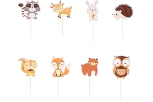 Holibanna 24pcs Animal gâteau Topper noël forêt Animal Cupcake Toppers choisit Cure-dent Lapin Renard pour Mariage fête décor